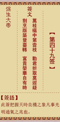保生大帝灵签 第49签:万、【用井卦】