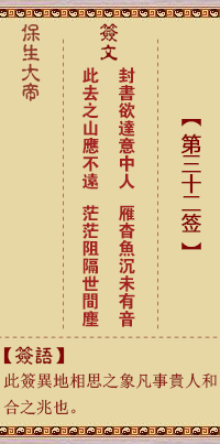 保生大帝灵签 第32签:封、【用咸卦】