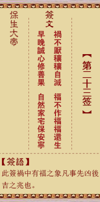 保生大帝灵签 第23签:祸、【用贲卦】