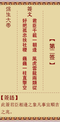 保生大帝灵签 第2签:君、【用乾卦】