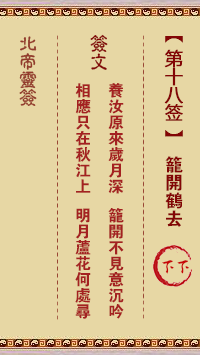 北帝灵签 第18签:笼开鹤去 下下